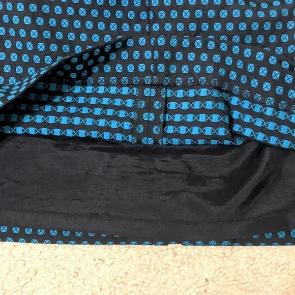 Ann Taylor Loft Pleat Front Teal Blue Black Printed Skirt Sz 4P - Picture 7 of 8